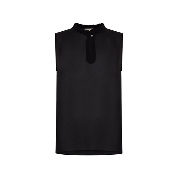 Black Ruffle Neck Keyhole Blouse | The perfect blouse for sensitive skin | NWT - Picture 3 of 5